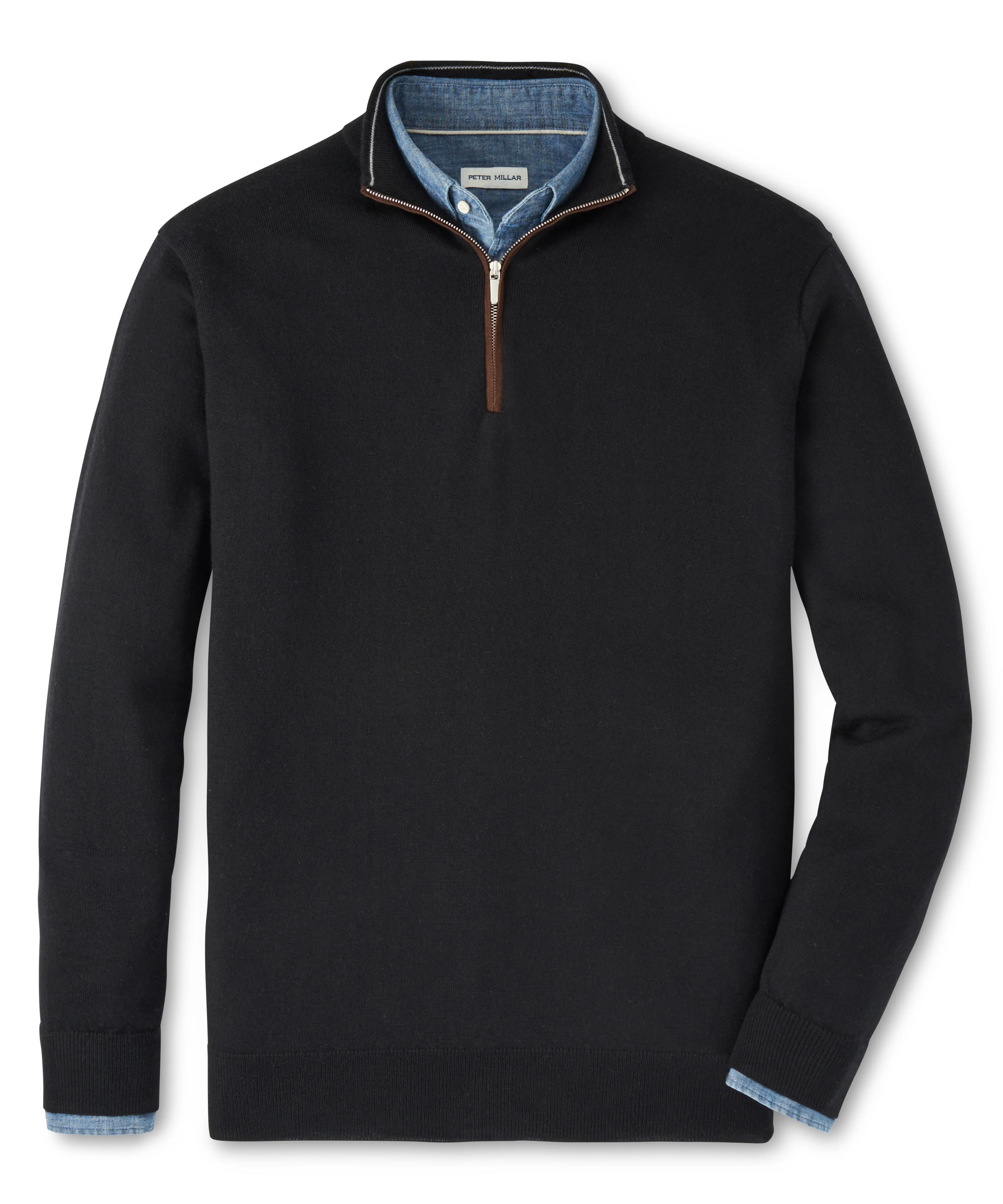 Peter Millar Long Sleeve Autumn Crest Suede Trim Quarter Zip Pullover - Image 11