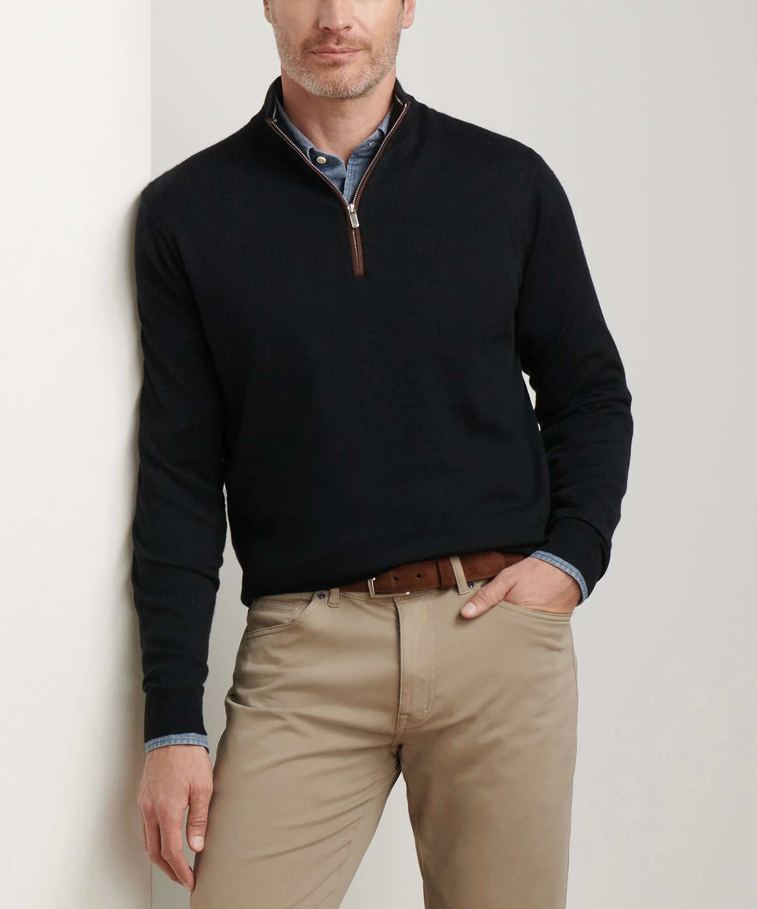 Peter Millar Long Sleeve Autumn Crest Suede Trim Quarter Zip Pullover - Image 12