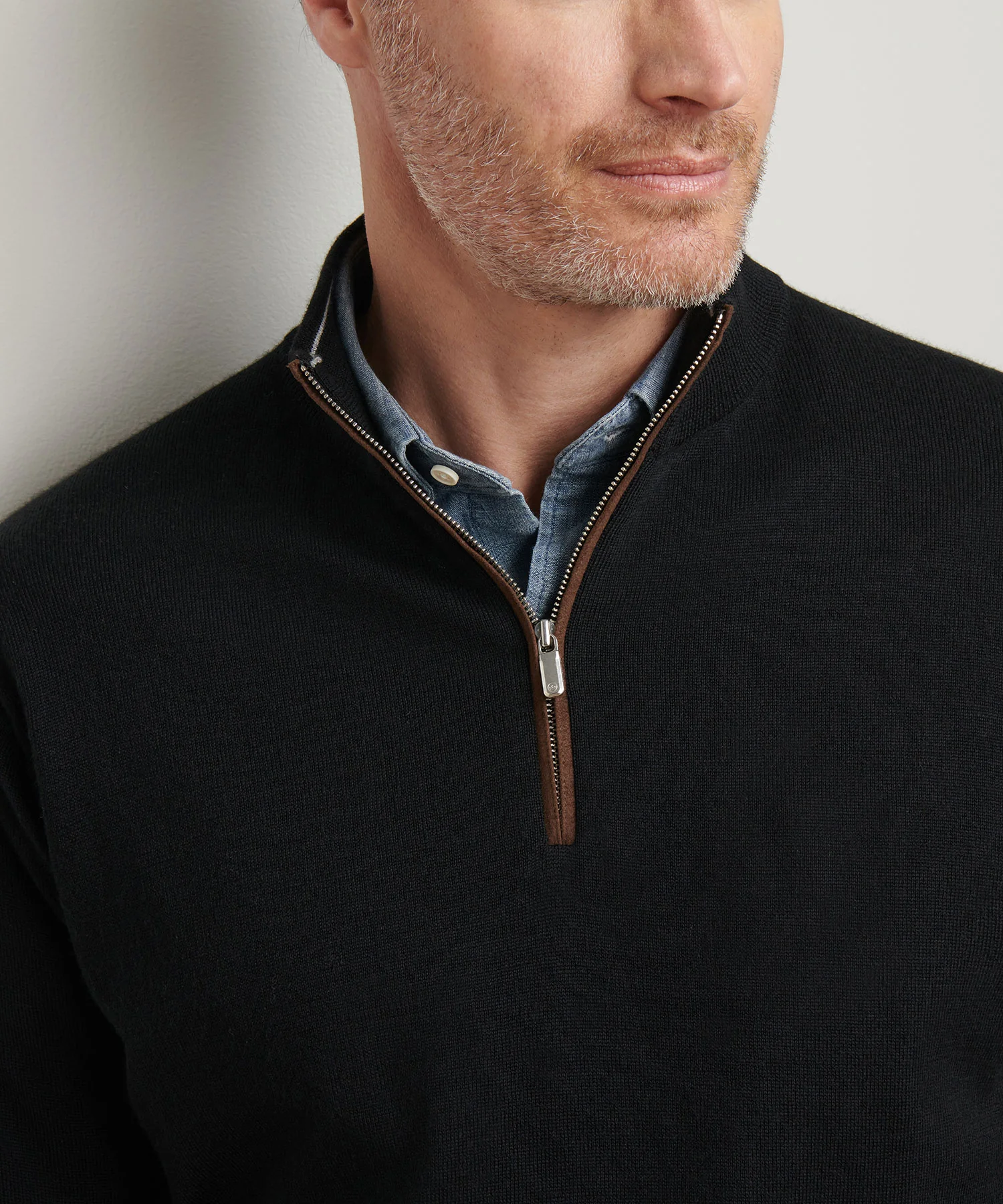 Peter Millar Long Sleeve Autumn Crest Suede Trim Quarter Zip Pullover - Image 14