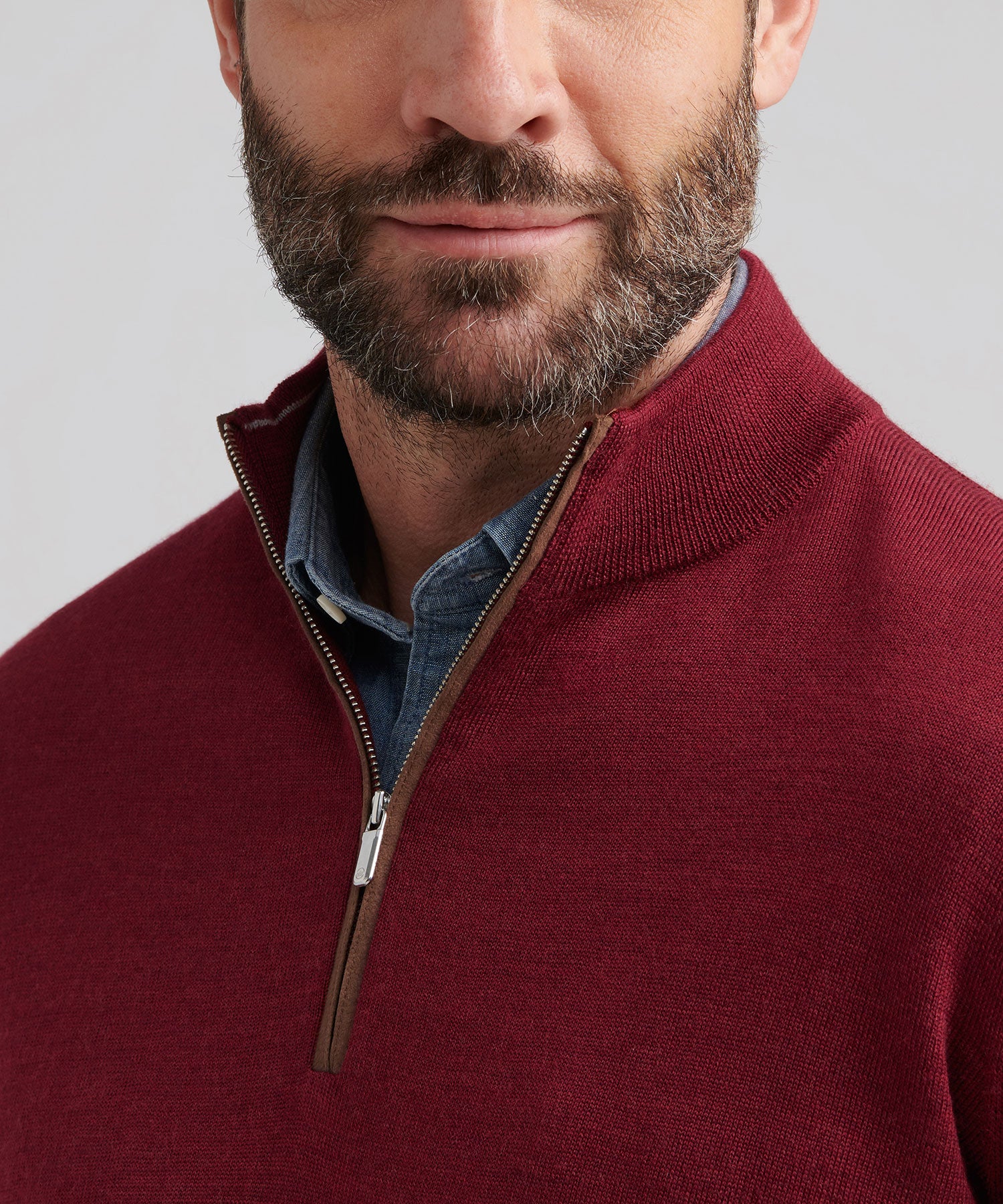 Peter Millar Long Sleeve Autumn Crest Suede Trim Quarter Zip Pullover - Image 19