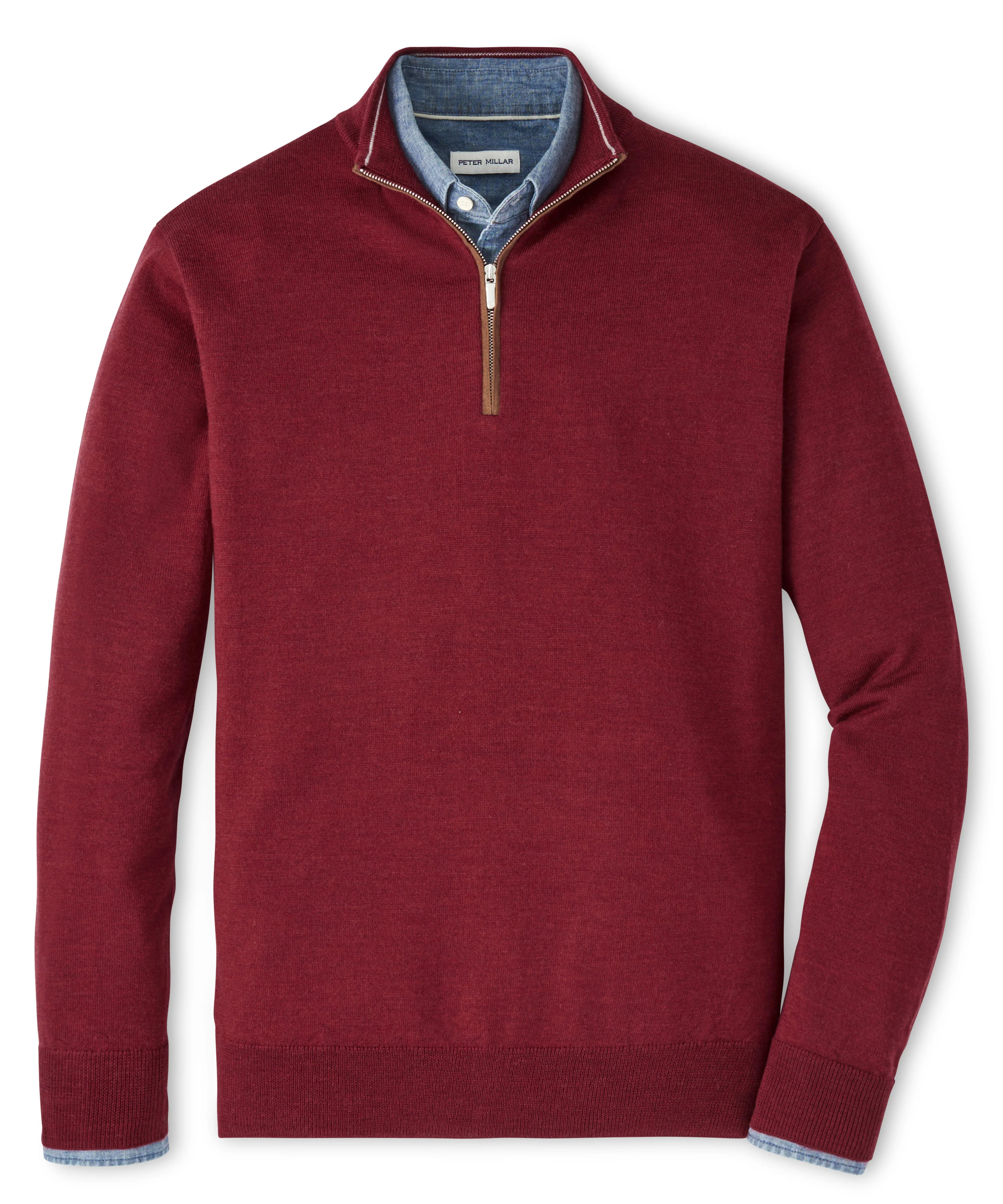 Peter Millar Long Sleeve Autumn Crest Suede Trim Quarter Zip Pullover - Image 20