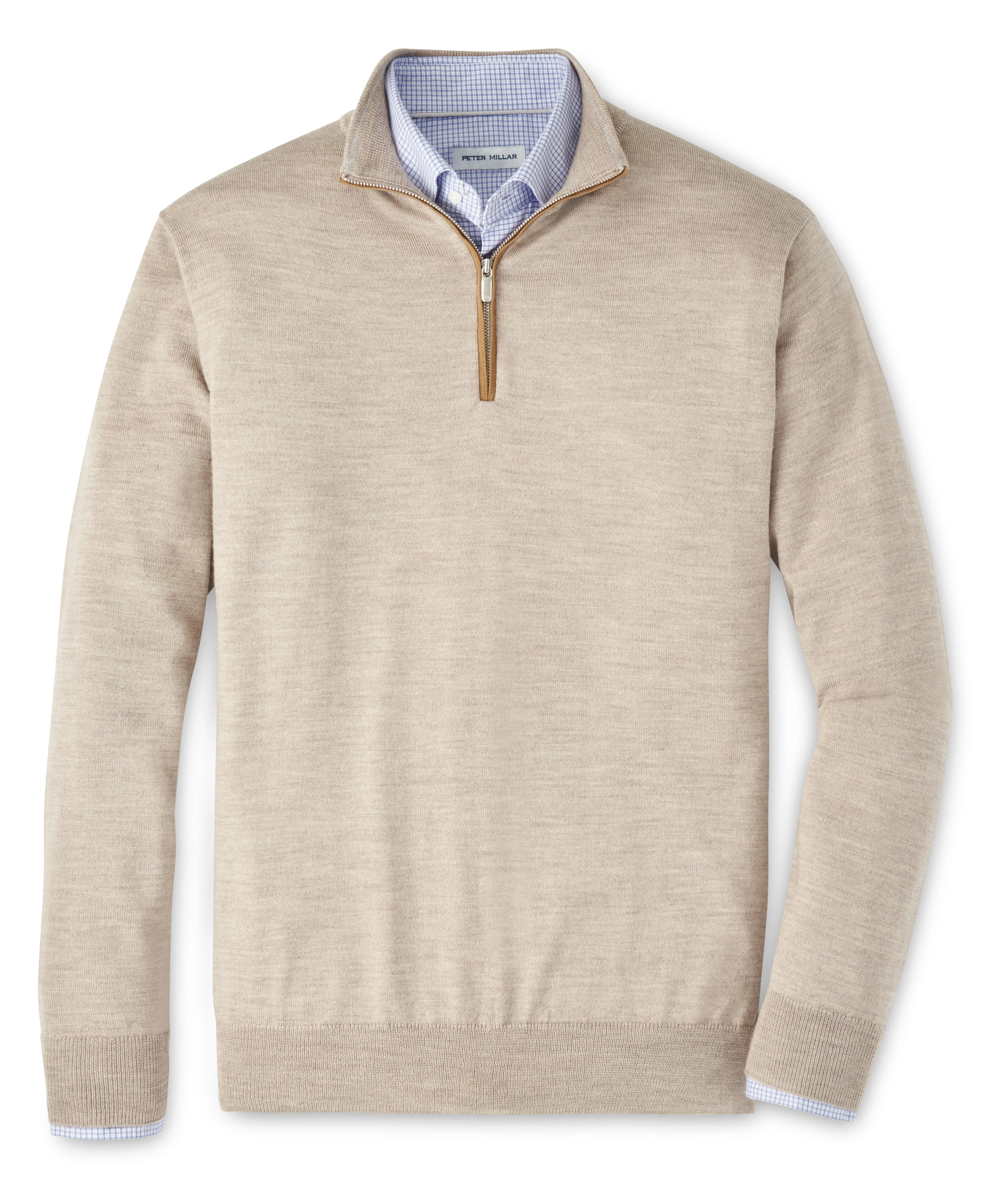 Peter Millar Long Sleeve Autumn Crest Suede Trim Quarter Zip Pullover - Image 21