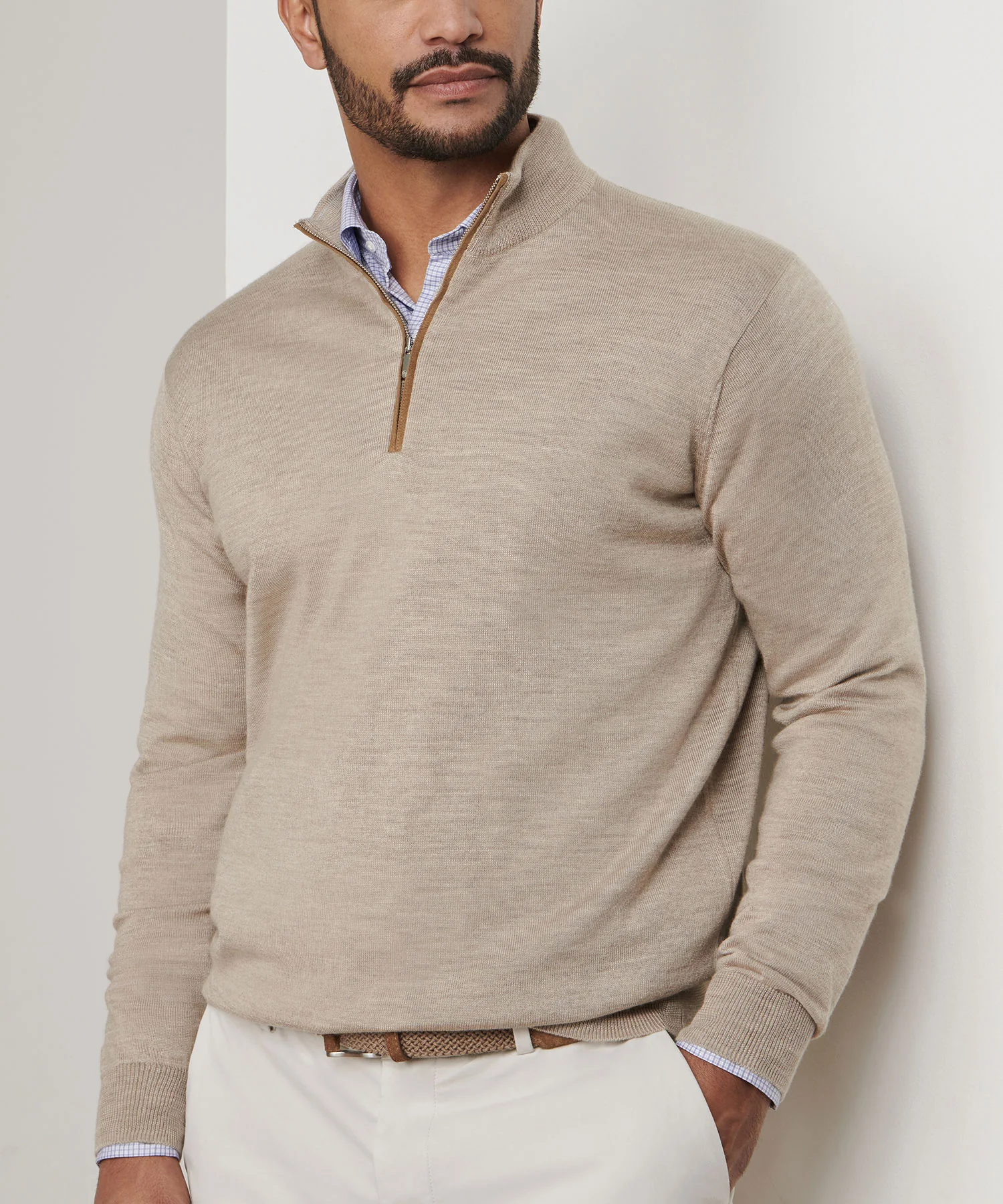 Peter Millar Long Sleeve Autumn Crest Suede Trim Quarter Zip Pullover - Image 22