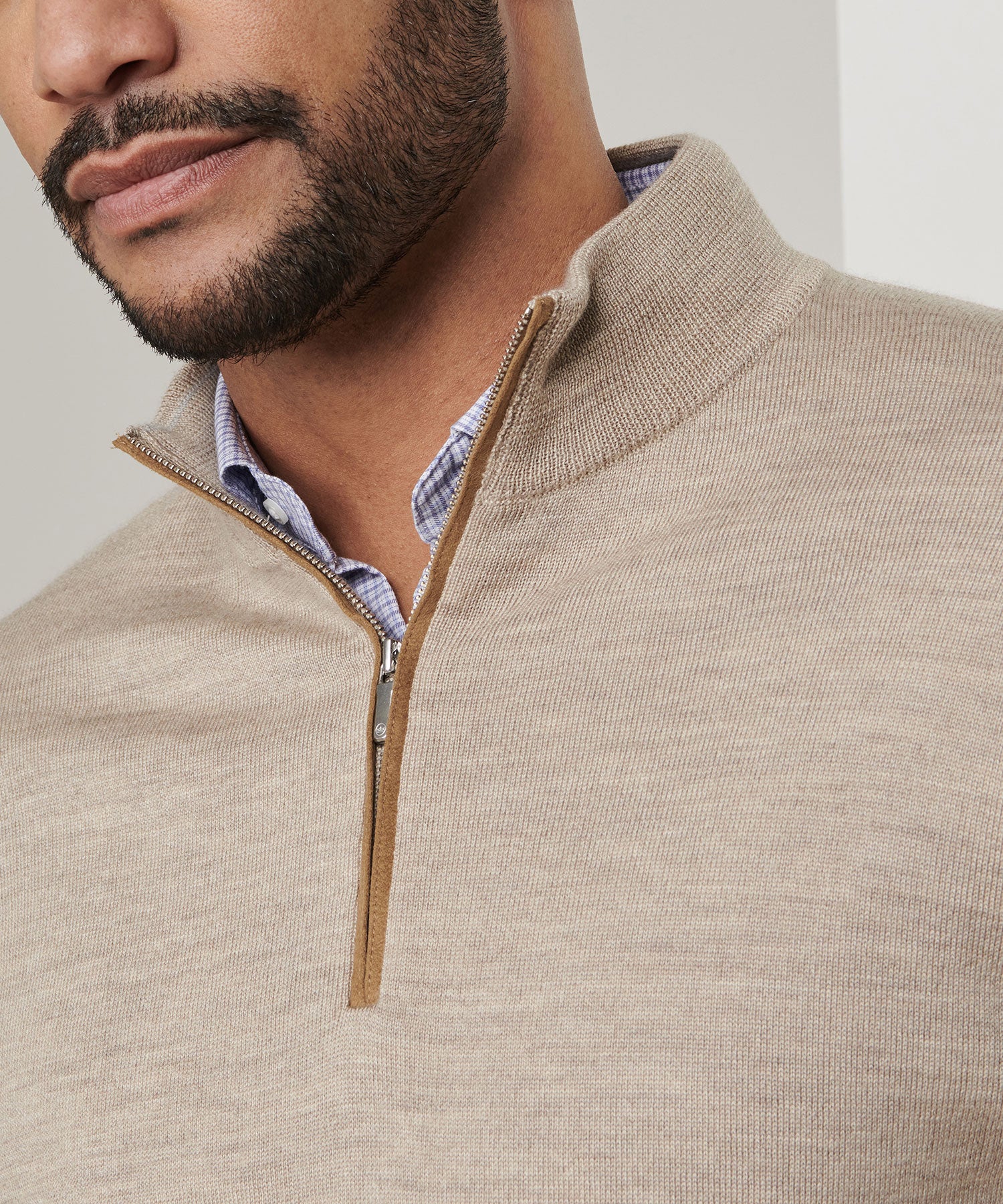 Peter Millar Long Sleeve Autumn Crest Suede Trim Quarter Zip Pullover - Image 24
