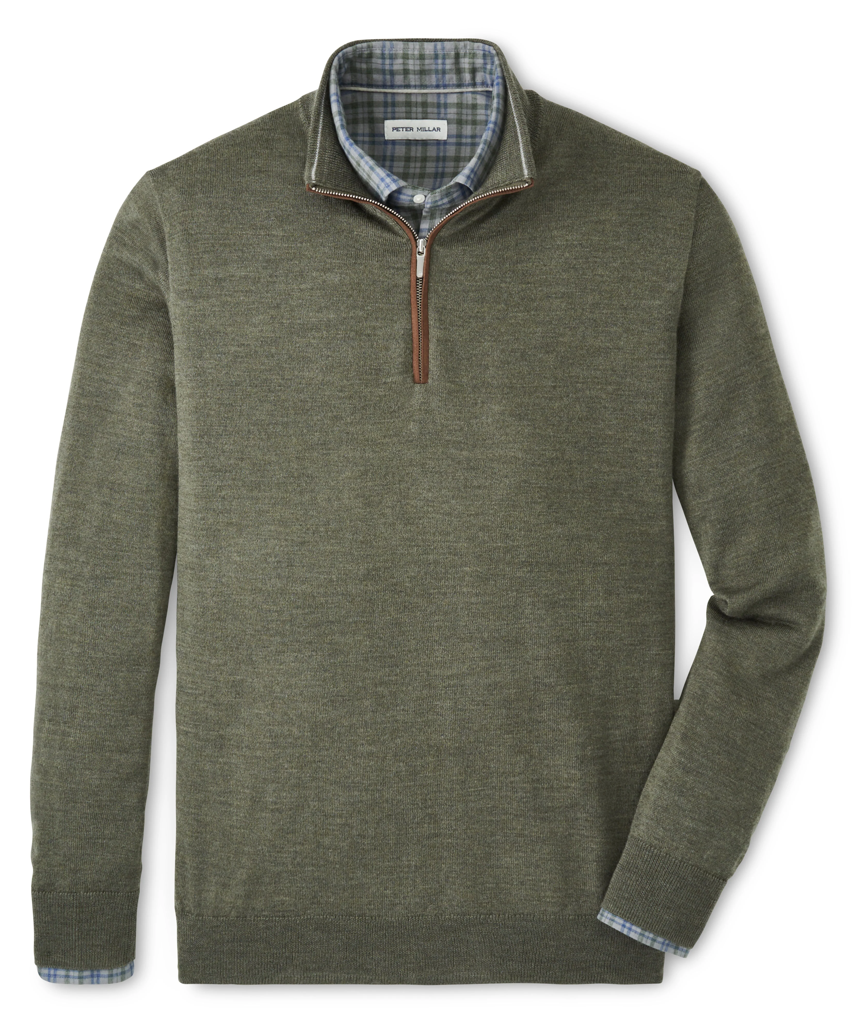 Peter Millar Long Sleeve Autumn Crest Suede Trim Quarter Zip Pullover - Image 3