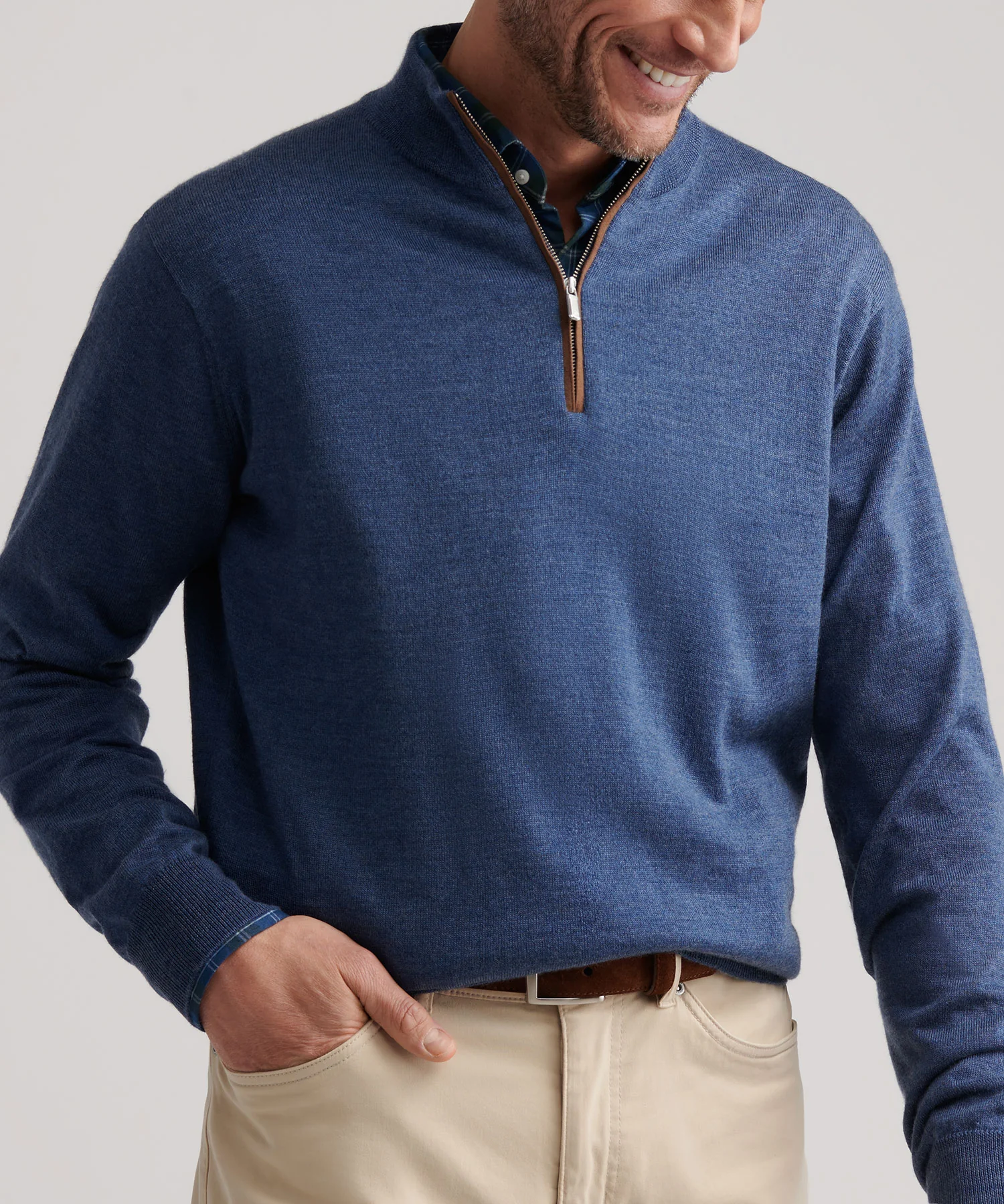 Peter Millar Long Sleeve Autumn Crest Suede Trim Quarter Zip Pullover - Image 8